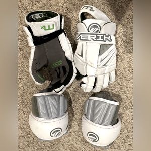 Lacrosse gloves (medium) and elbow pads (small)